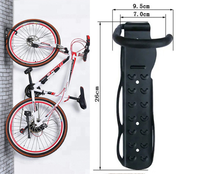 Simple Black Wall Mount Bicycle Hanger Rack with Tire Tray for Shop