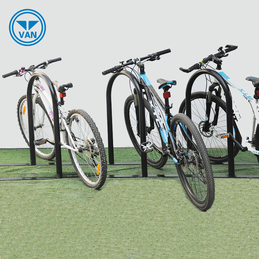 U Shape Powder Coated Floor Mounted Bike Stand for 5 Bikes